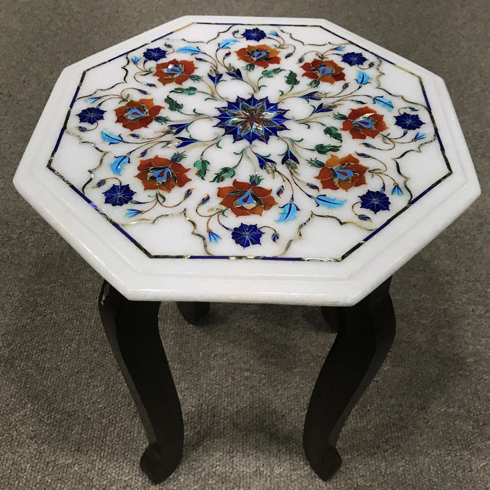 Artisan Inlay Marble Side Table – Perfect For Side Lamp Table