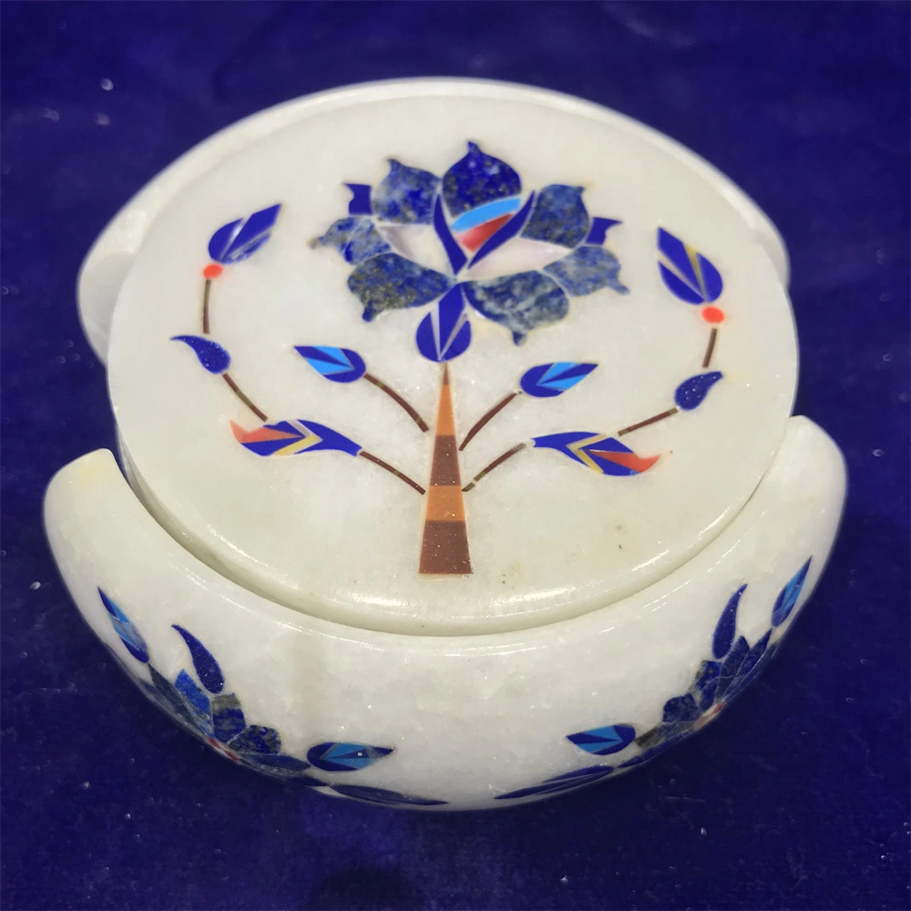 Exquisite Marble Inlay Coaster – Handcrafted Elegance for Your Home alternate view