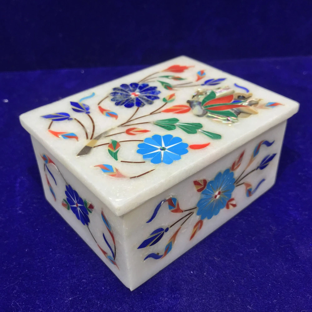 Exquisite Marble Inlay Jewelry Box