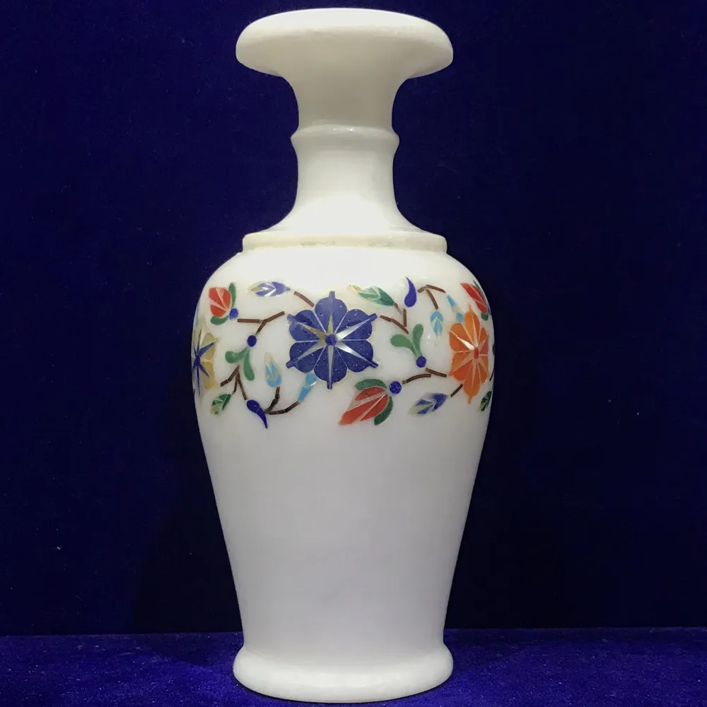 Marble Inlay Vase With Elegant Artistry close detail
