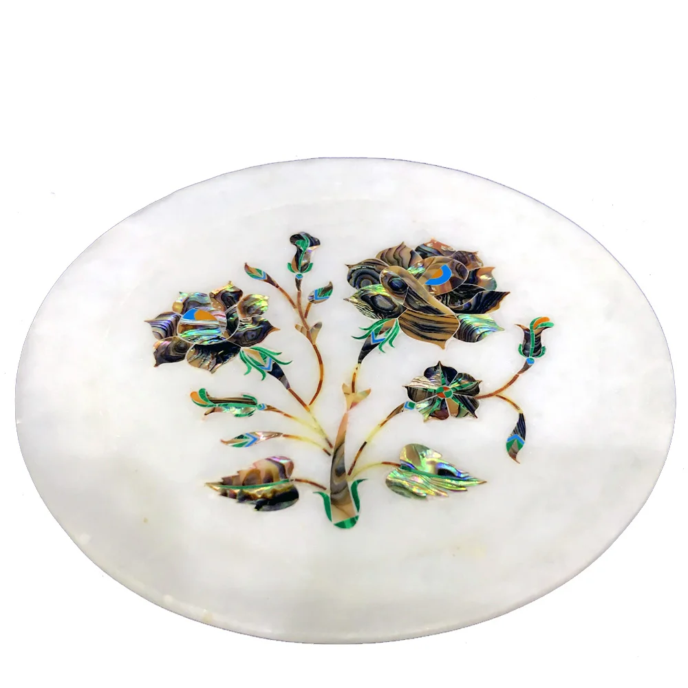 Abalone Shell Inlaid Marble Plate Elegance for Your Home alternate view