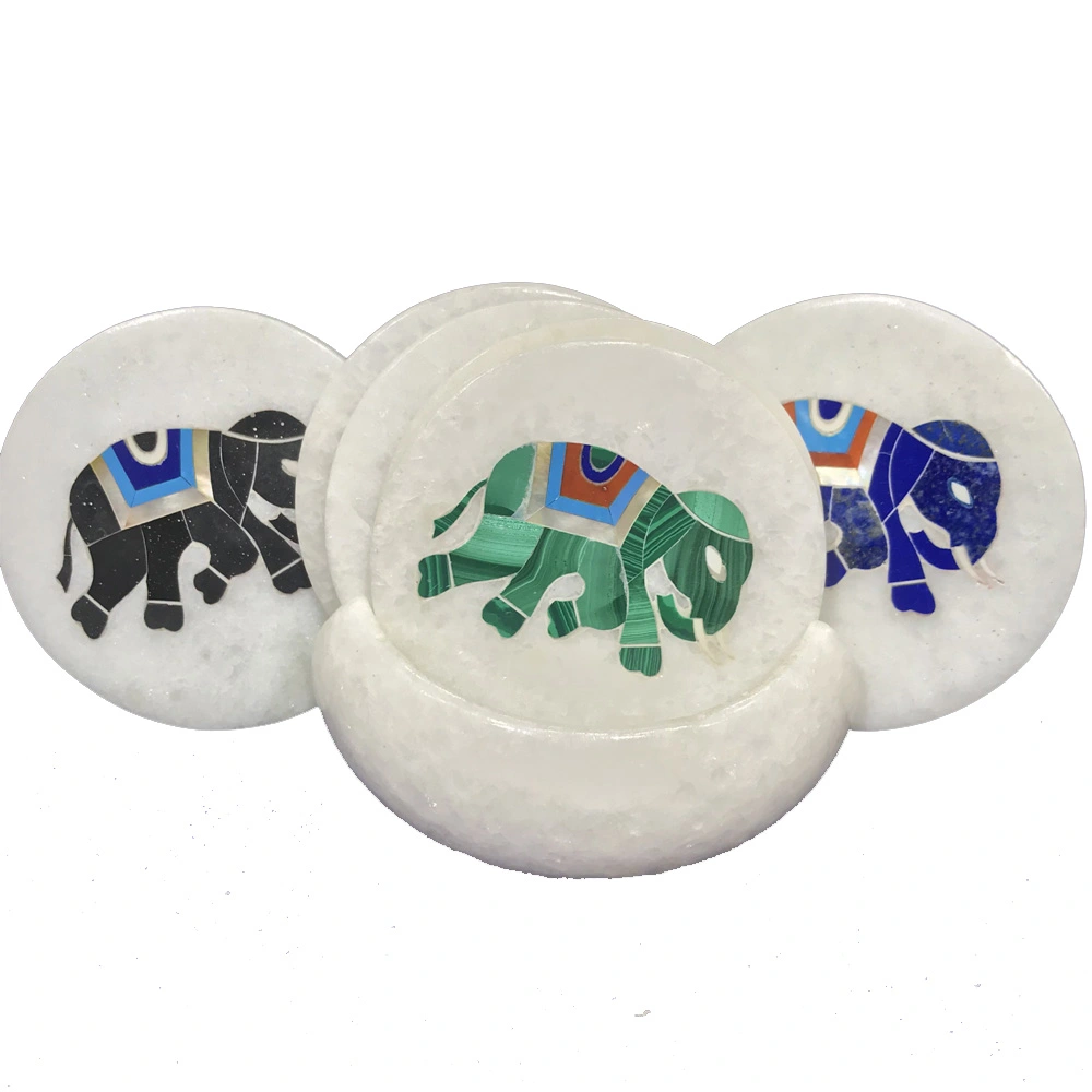 Marble Inlay Coaster – Handcrafted Artisan Elegance