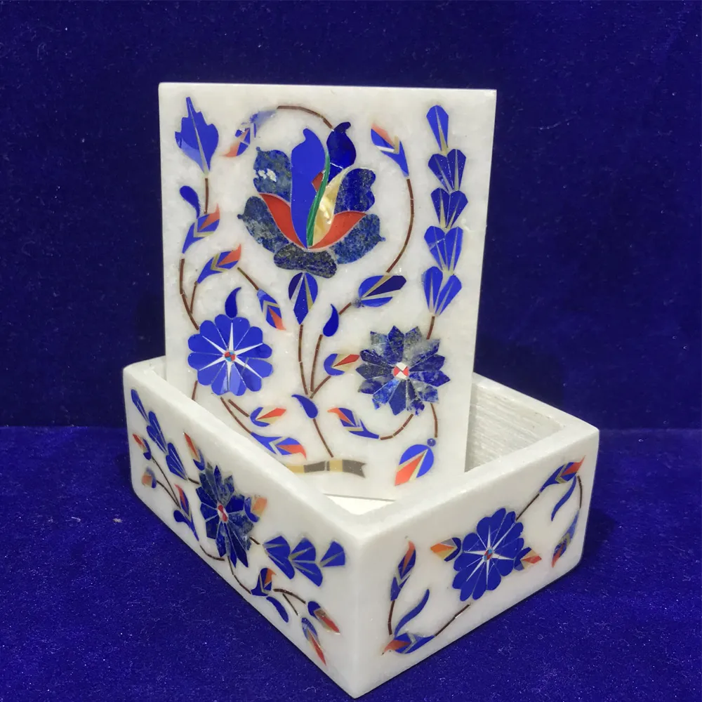 4X3″ Marble Inlay Earrings & Jewelry Box