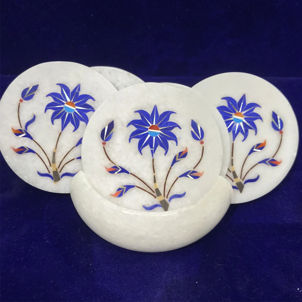 Exquisite Marble Inlay Coaster Set – Handcrafted Elegance for Your Home alternate view