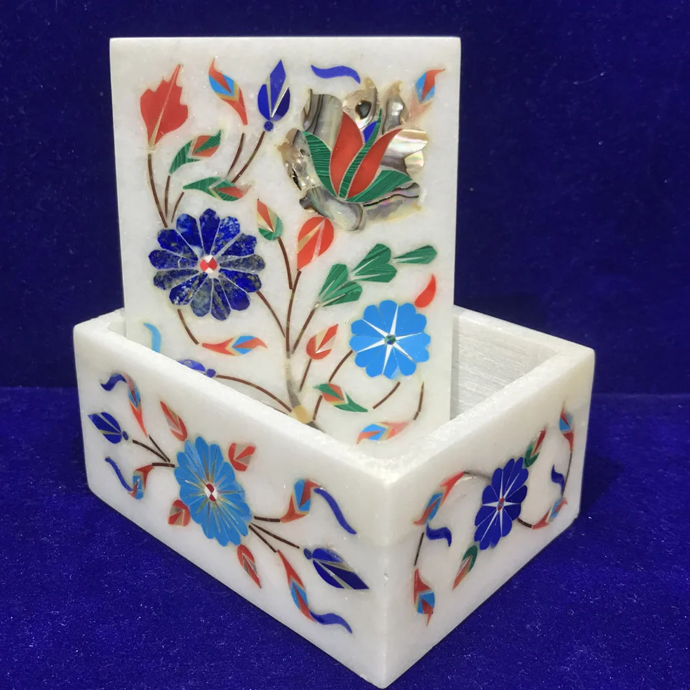 Exquisite Marble Inlay Jewelry Box alternate view