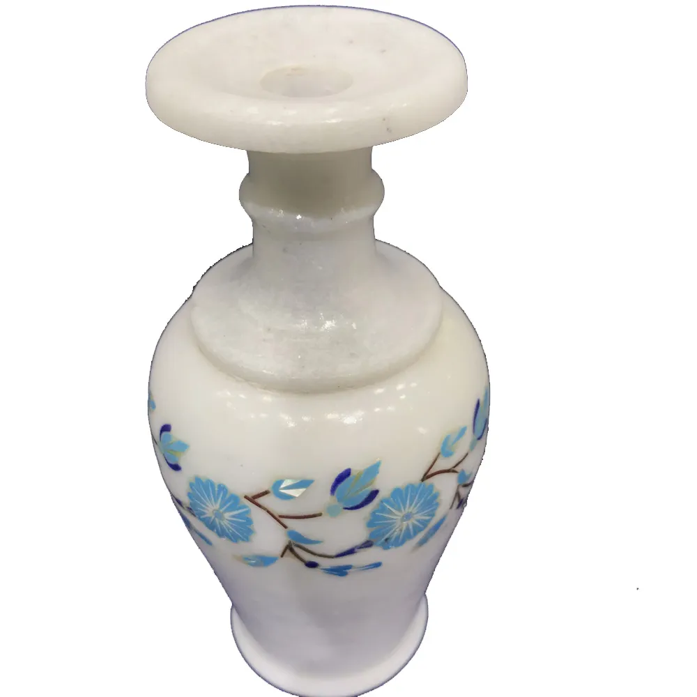 Handcrafted Elegant Marble Inlay Vase for Home Decor alternate view