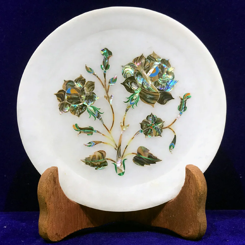 Abalone Shell Inlaid Marble Plate Elegance for Your Home