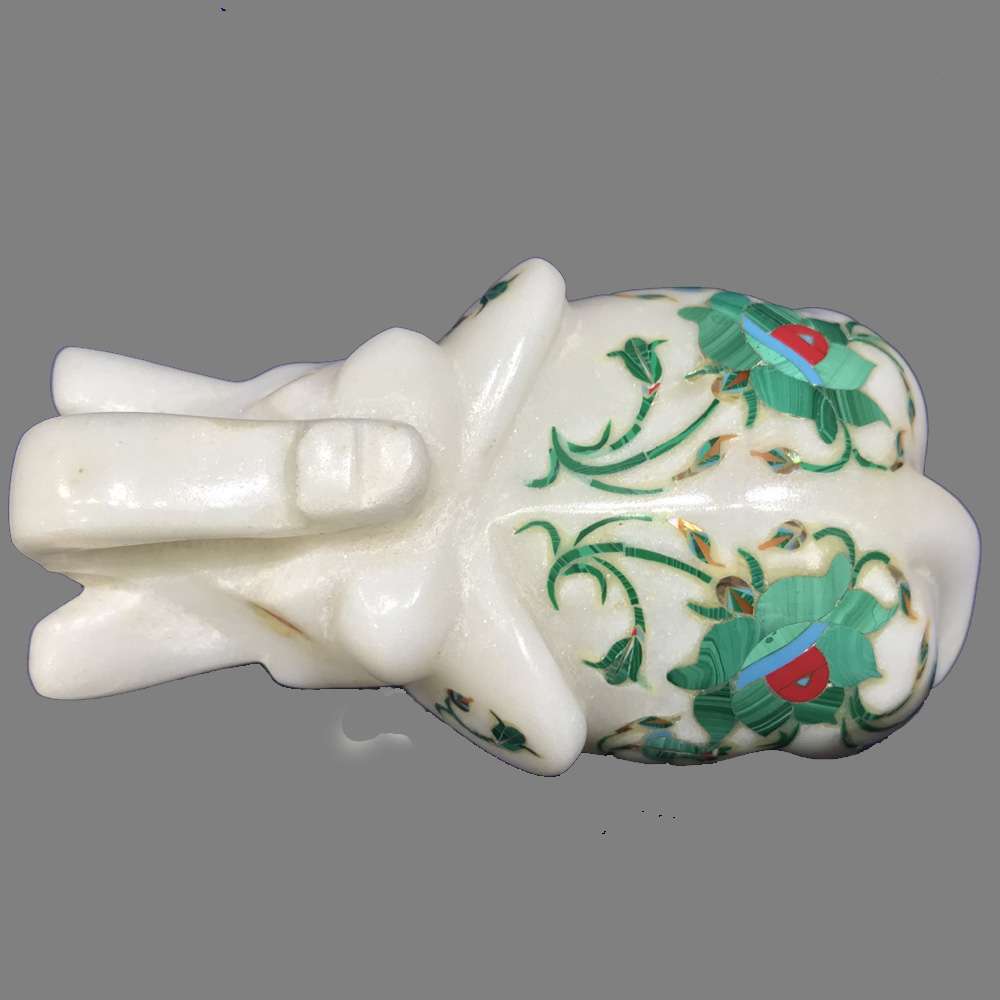 Marble Inlay Elephant Figurine – Trunk Up alternate view