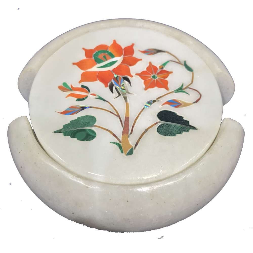 Elegant Marble Inlay Coaster Set – Perfect Blend of Art and Functionality alternate view
