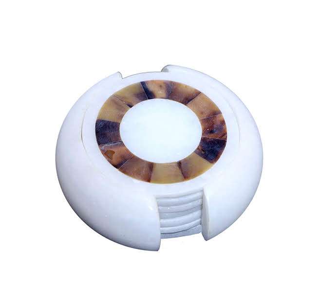 Ring Design Marble Inlay Costers For Soft Drinks alternate view