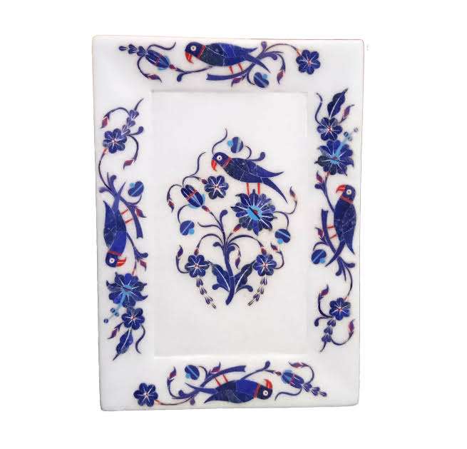 Marble Tray Having A Fine Inlay Work