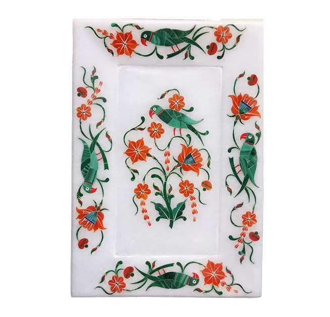 Intricate Design Marble Inlay Tray