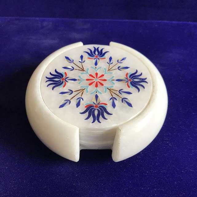 Set of Six Marble Inlay Coaster for Tea & Soft Drinks alternate view