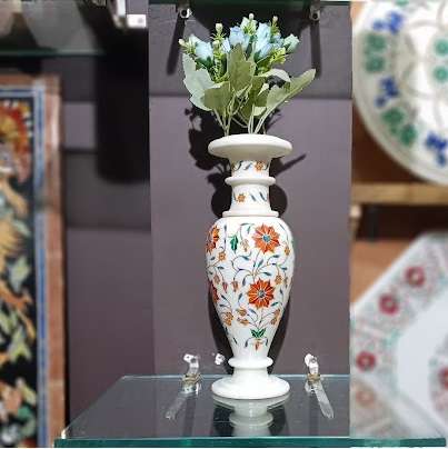 Luxurious Handcrafted Marble Inlay Vase | Timeless Elegance for Home & Office Decor
