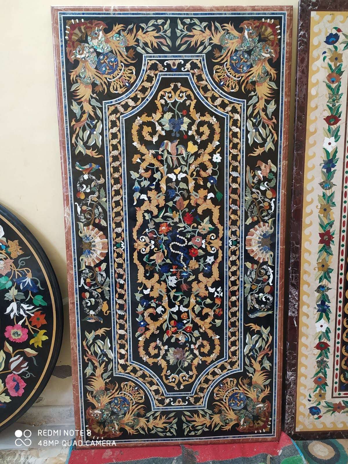 Famous Italian Design Black Marble Inlay Dining Table Top