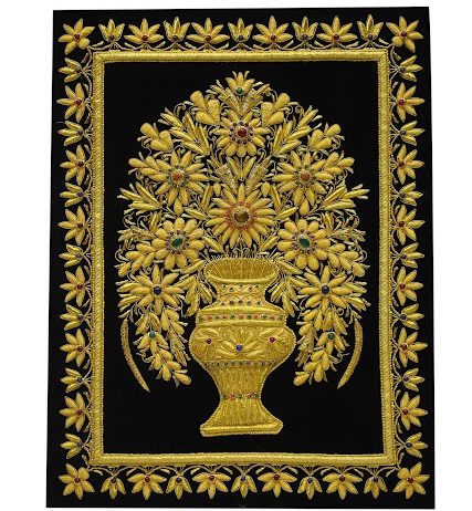 Black Velvet Zari Wall Hanging Jewel Embroidery Carpet