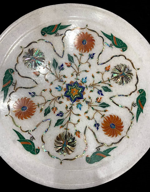 12inches Marble Inlay Display Plate for Centerpiece