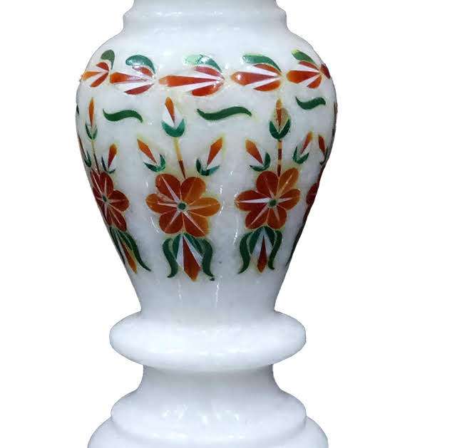 White Marble Inlay Vase 15cm For Gifts & Decor alternate view