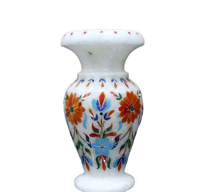 White Marble Inlay Vase 15cm For Gifts & Decor alternate view
