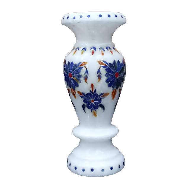 White Marble Inlay Vase 15cm For Gifts & Decor alternate view