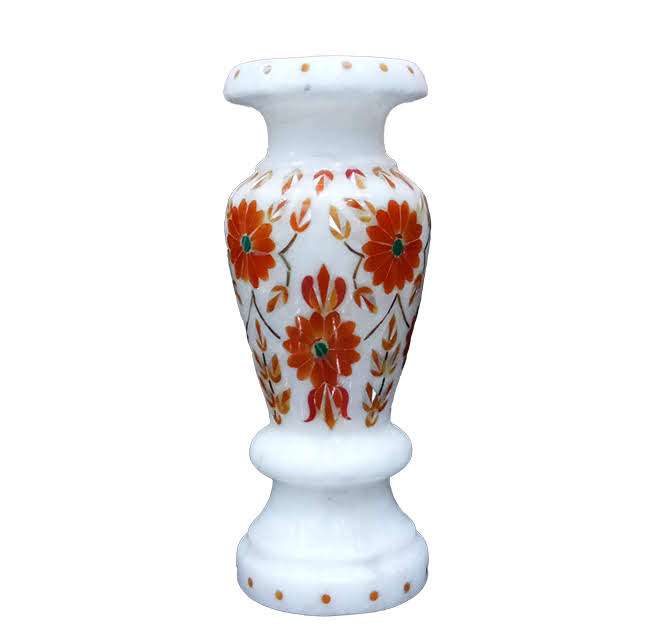 White Marble Inlay Vase 15cm For Gifts & Decor alternate view