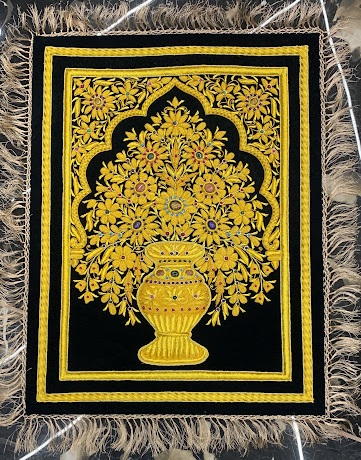 Black Velvet Zari Jewel Embroidery Wall Hanging Carpet