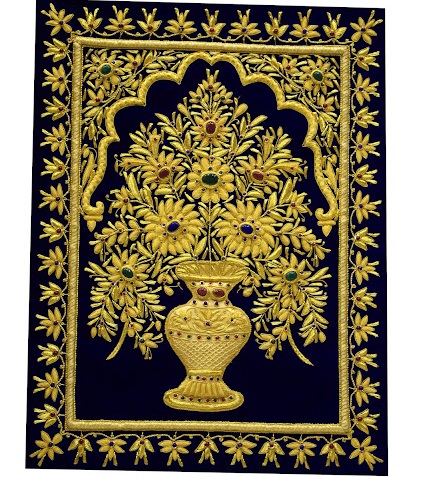 Zardozi Work Wall Hanging Jewel Embroidery Carpet