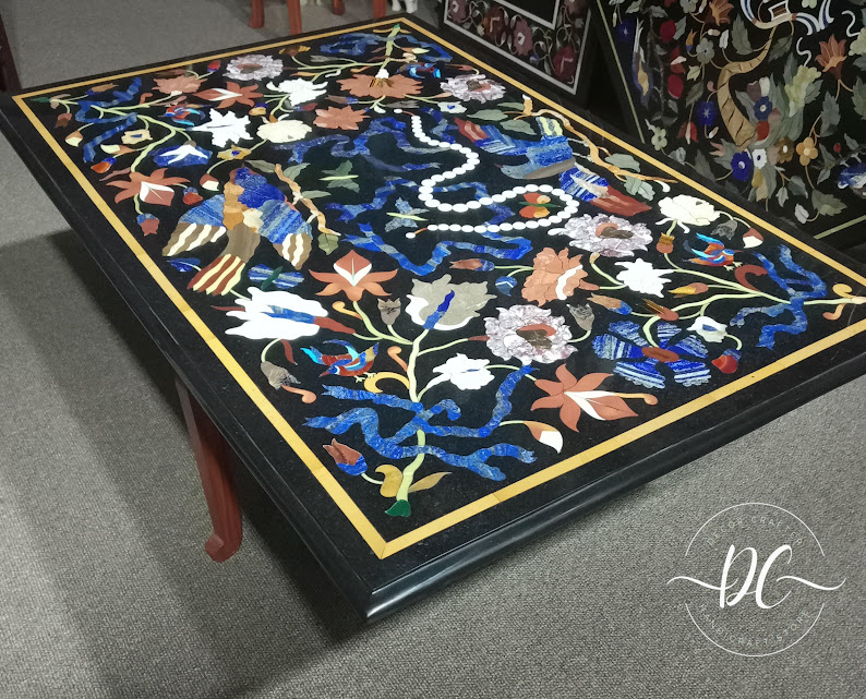 3 x 2 Ft Rectangle Marble Inlay Coffee Table & Sofa Table