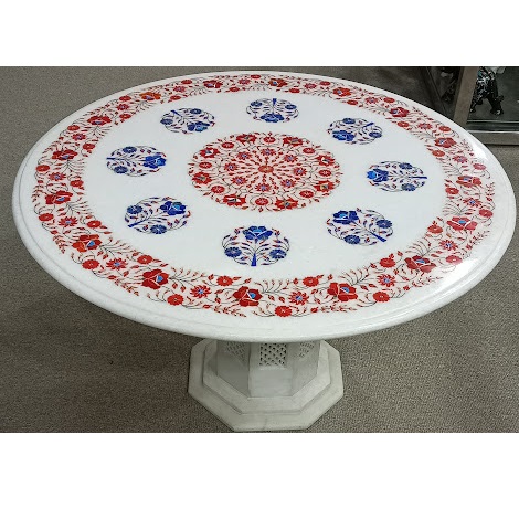 30inch Round Marble Inlay Coffee Table Top