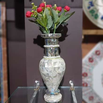 10 Inch Mother of Pearl Marble Inlay Vase