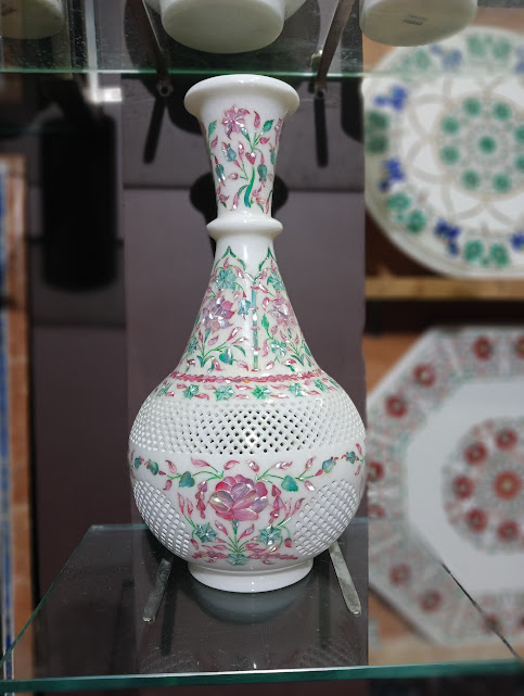 Inlaid Mop White Marble Inlay Luxury Vase For Home Decor