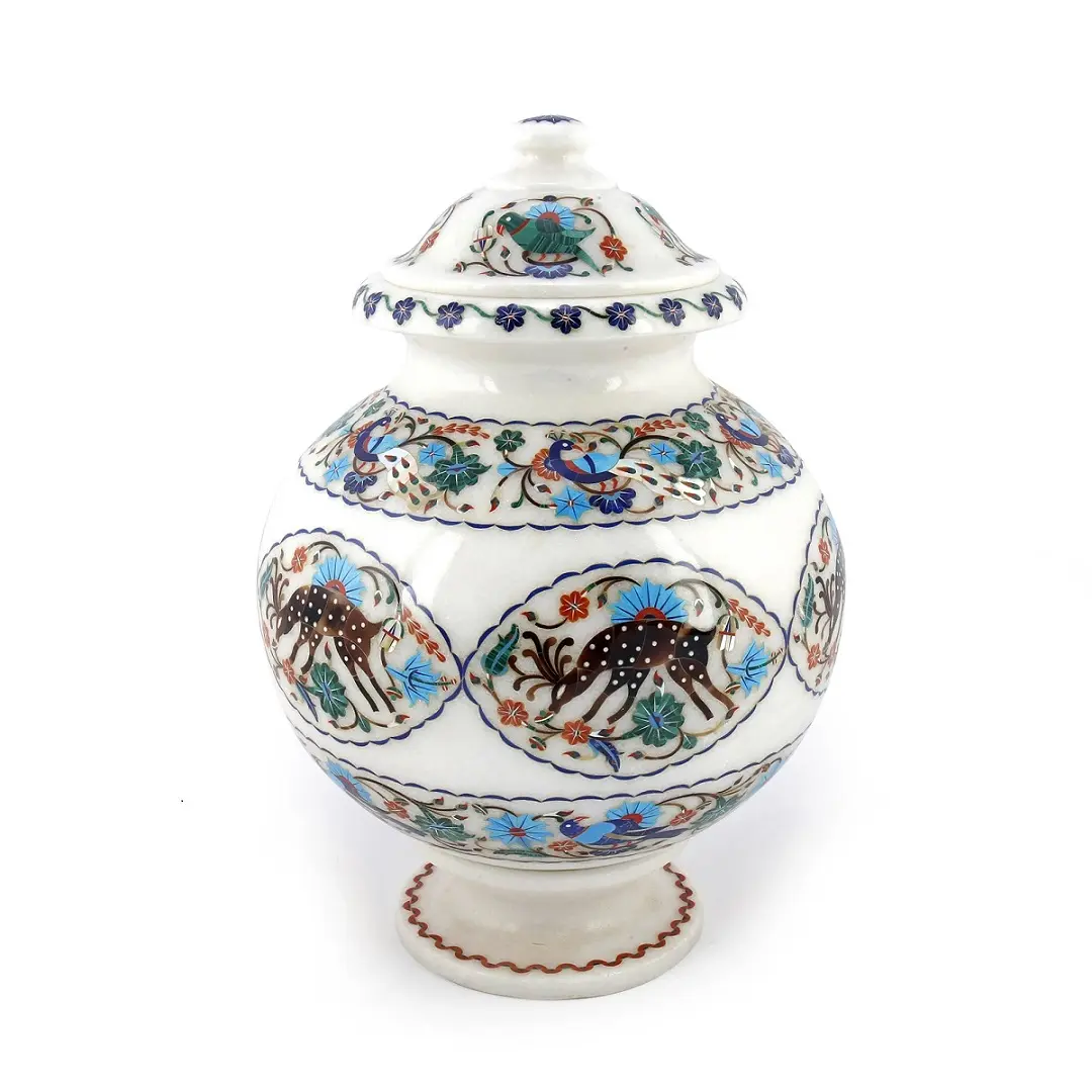 Master Piece Marble Inlay Pot & Pitcher | Artisan Decor | Premium Home Accents