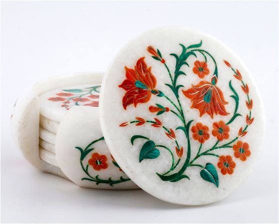 Luxury Handcrafted Marble Inlay Coasters Set – Elegant Stone Drink Protectors for Home & Gifting alternate view