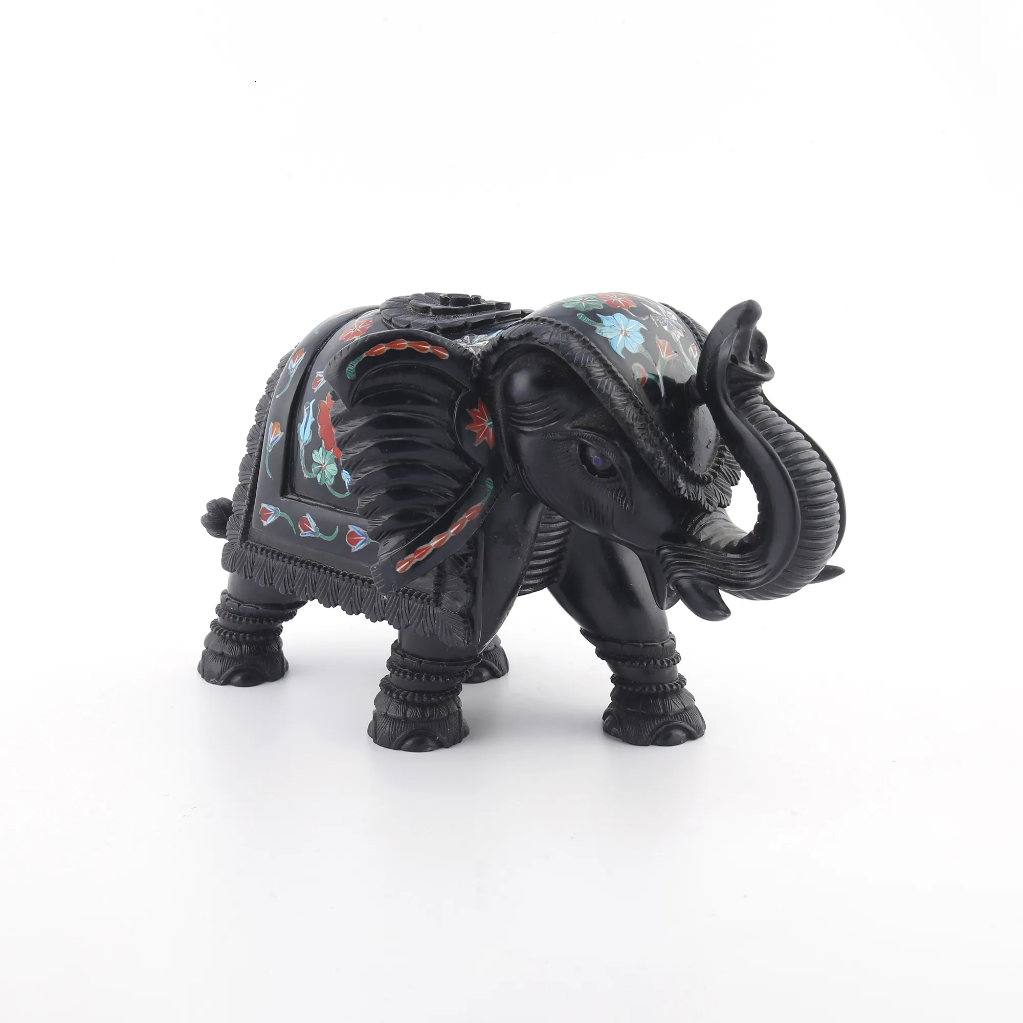 Black Marble Inlay Elephant Style of King Maharaja Design- The Piece Feels like King