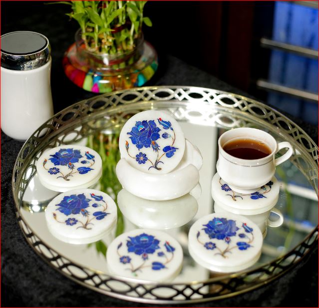 Protective Marble Inlay Coaster Set for Furniture & Drinks alternate view