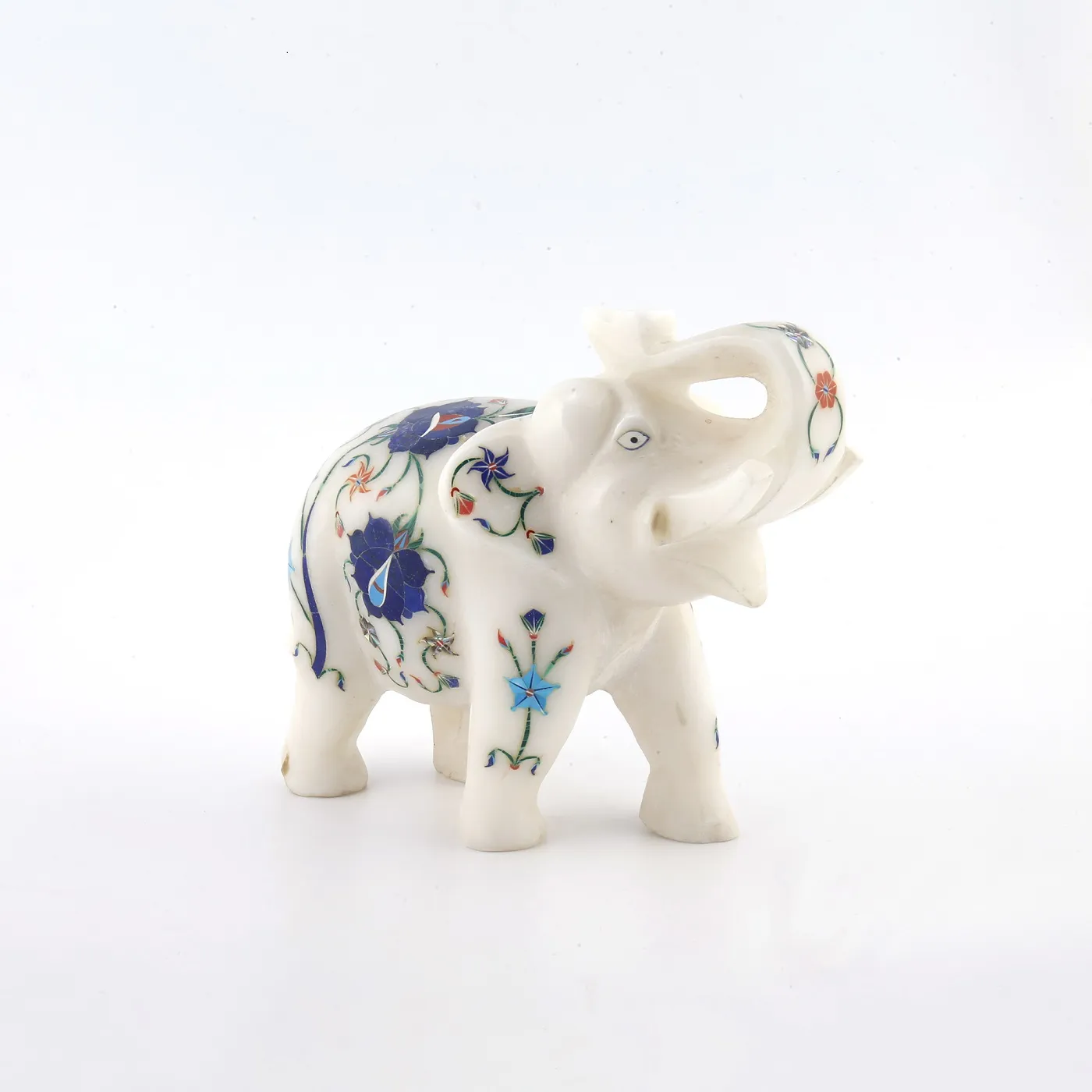 Artisan Marble Inlay Elephant Figurine – Perfect for Office & Shelf