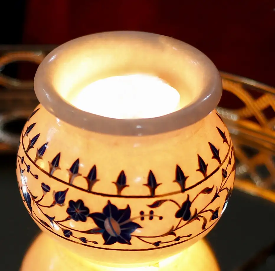 White Marble Inlay Flower Pot| Pitcher & Votives