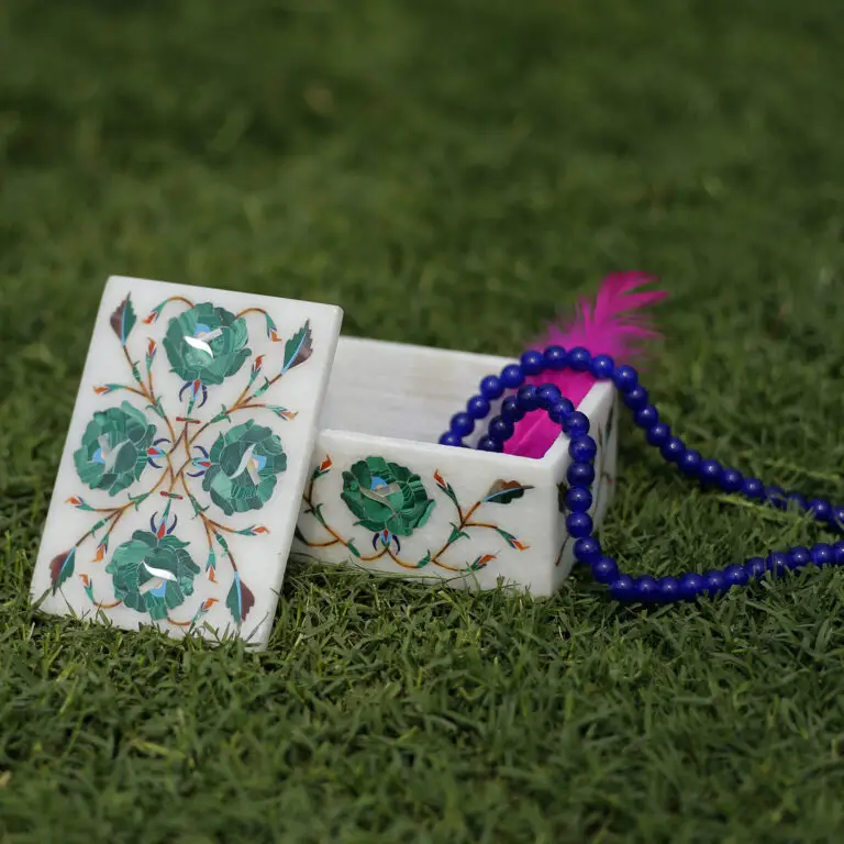 Malachite Inlay White Marble Jewelry Box Gifts For Her