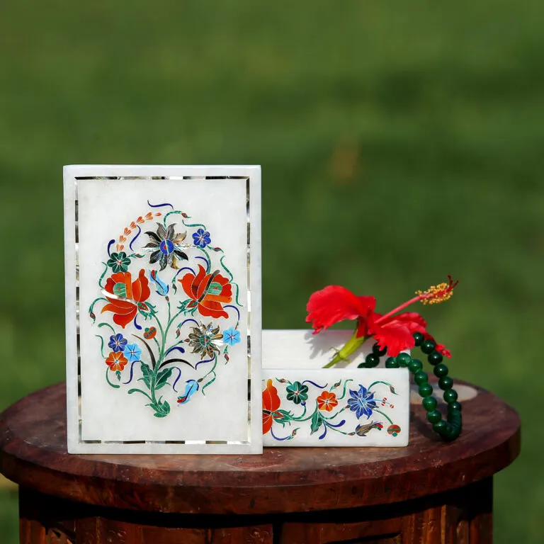 Handmade Marble Inlay Jewelry Box | Beautiful & Unique Gift