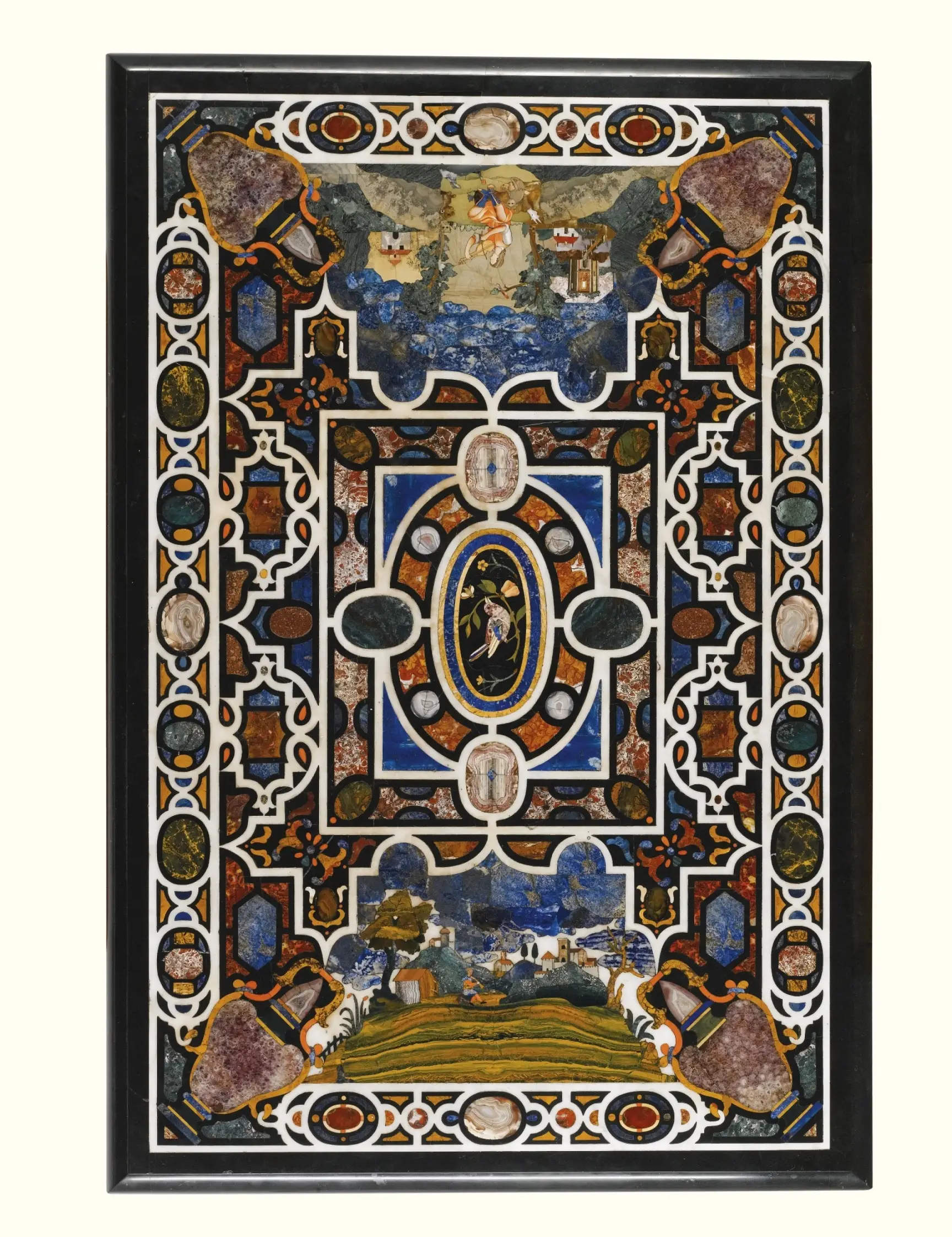 Italian Design Pietra Dura Marble Inlay Dining Table