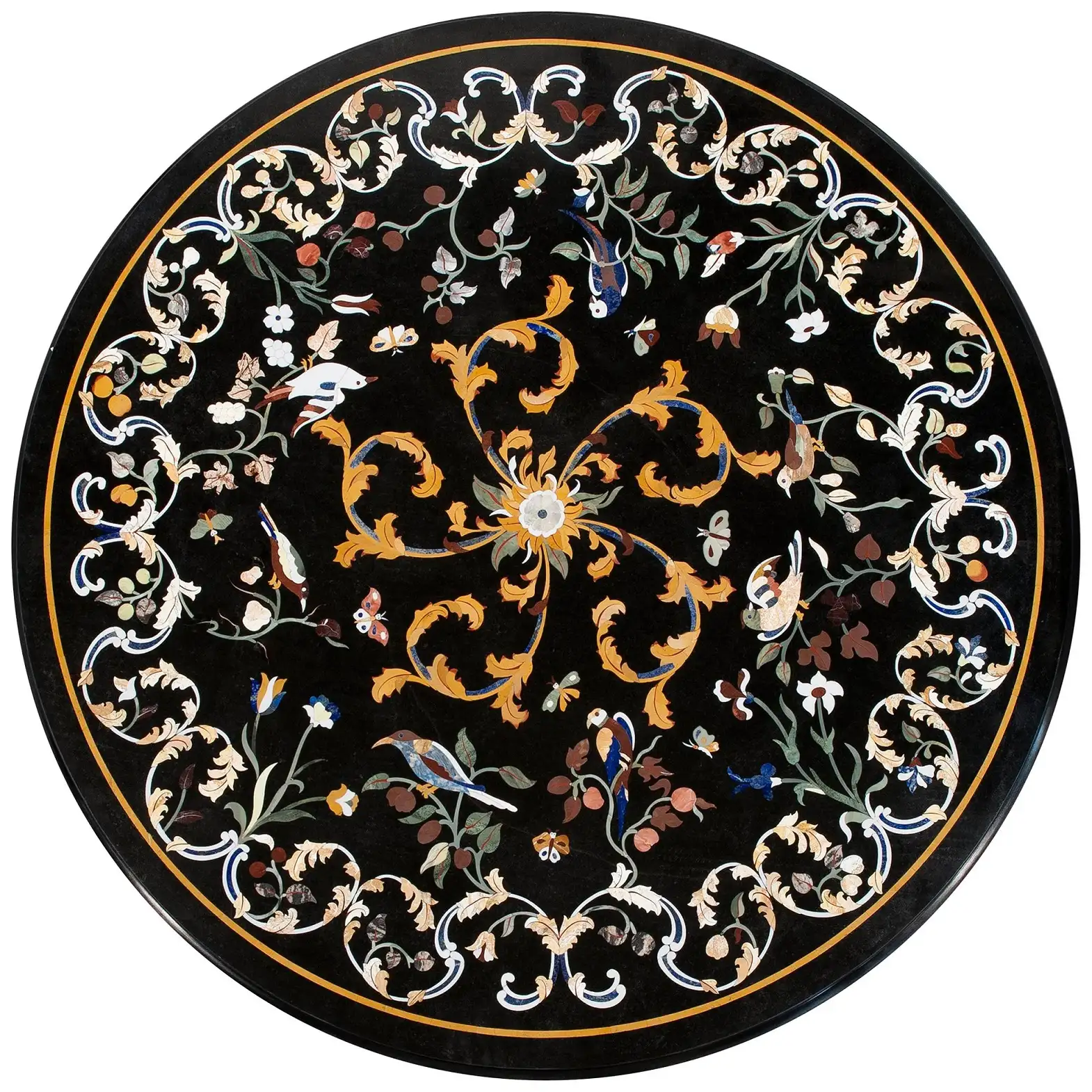Elegant Black Marble Inlay Dining & Coffee Table – Artisan Handcrafted Luxury