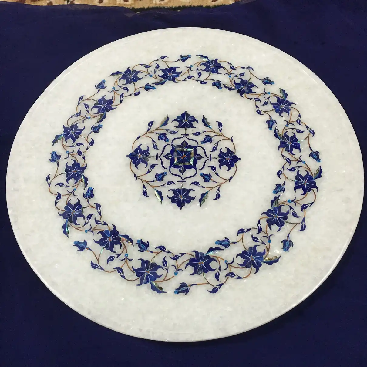12 Inch Handcrafted Marble Inlay Plate – Agra Artisan Decor