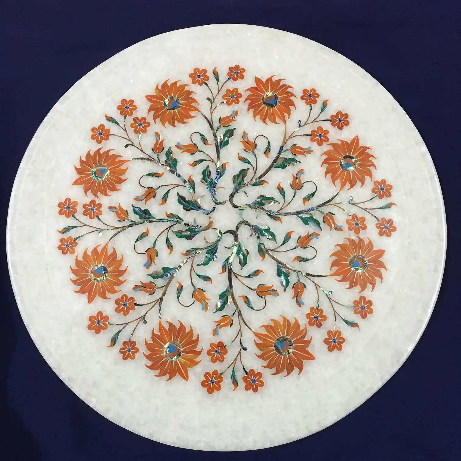 Handcrafted Inlay Carnelian White Marble Plate Agra – Shop Now