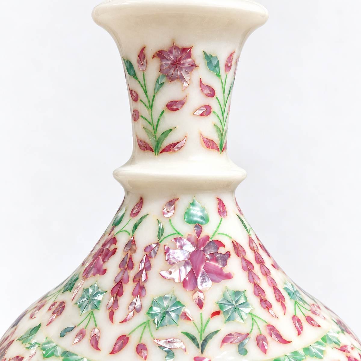 15-Inch Mother of Pearl & Malachite Marble Inlay Vase alternate view