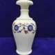 Elegant White Marble Inlay Vase with Blue Lapis Floral Design