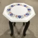 Exquisite Octagonal Marble Inlay Side Table with Floral Design