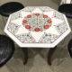Exquisite Octagonal Marble Inlay Coffee Table with Vibrant Floral Design