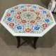 Exquisite Handcrafted Octagonal Marble Inlay Coffee Table with Floral Design