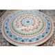 Round White Marble Inlay Dining Table 6 Seater