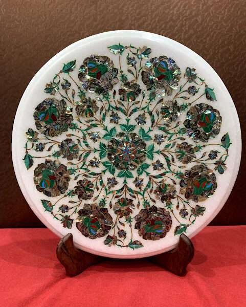 Master-Piece Abalone Shell Inlaid Marble Side Table